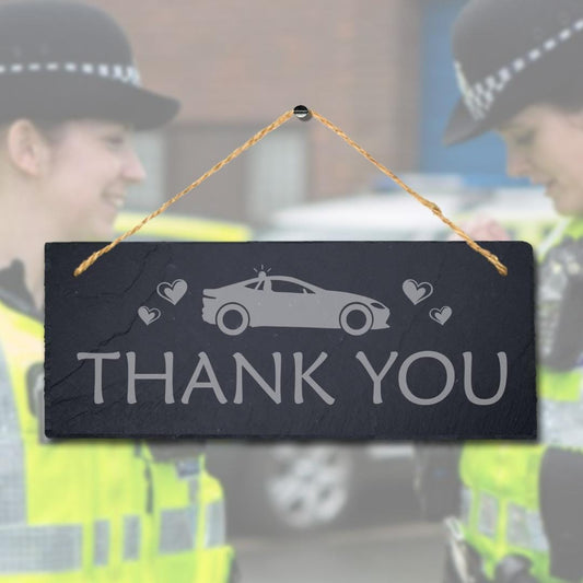 Thank You Engraved Hanging Natural Slate Lockdown Cop Police Guard Plaque Sign