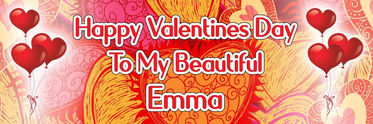 Personalised Valentines Day Banner: Custom Name Party Decor (Set of 2)