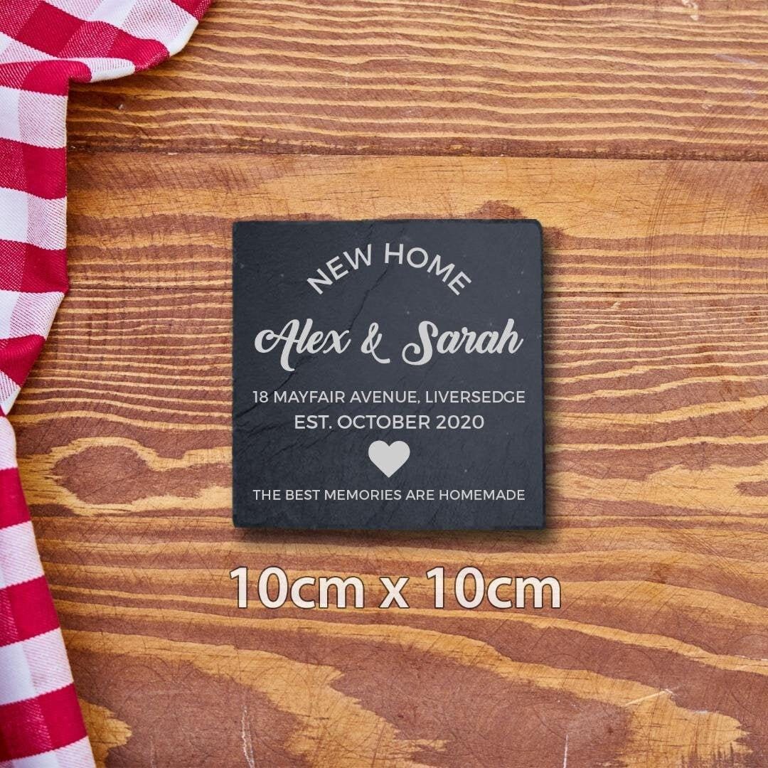 Personalised New Home First Home Housewarming Engraved Slate Coaster Serving Boards