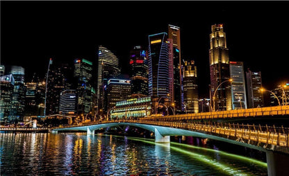 Singapore Skyline Wall Sticker: 3D Window Night View Mural