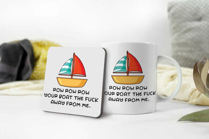 Funny 'Row Your Boat' Mug & Coaster Set: Novelty Gift