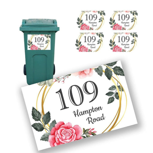 Personalised Wheelie Bin Stickers Street Name & Number Waterproof Vinyl Decal Road Dustbin