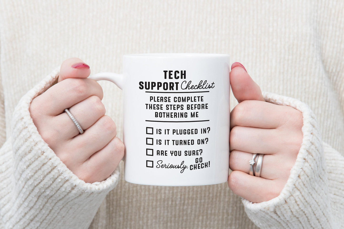 Tech Support Checklist Mug: Funny IT Helpdesk Gift