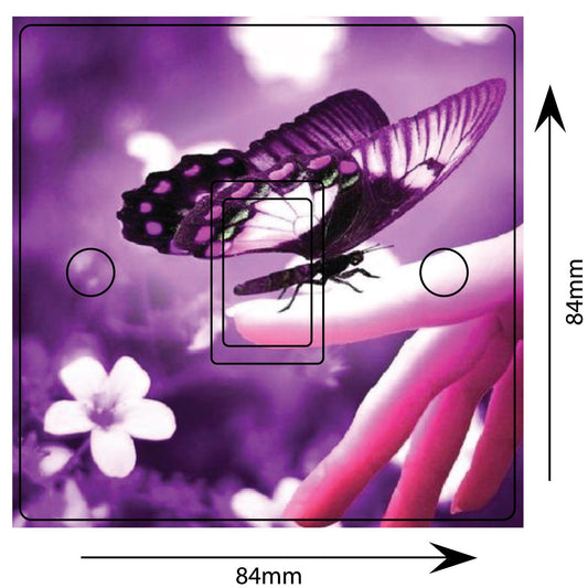 Purple Butterfly Flowers Vibrant Light Switch Cover Skin Sticker Decal
