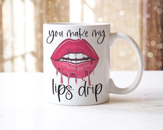 Lips Drip Coffee Mug and Coaster Set - Novelty Gift