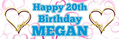Personalised Heart Birthday Banner: Gold Party Decorations (Set of 2)