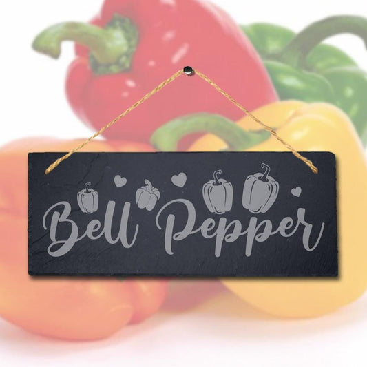Bell Pepper Engraved Hanging Slate Vegetable Patch Garden Allotment Plaque Sign