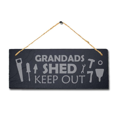 Grandads Shed Keep Out Laser Engraved Hanging Slate Garden Home Shed Plaque Sign