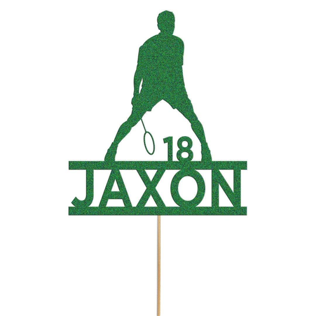 Personalised Badminton Cake Topper: Glitter Decoration With Custom  name & age