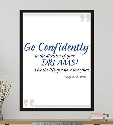 Go Confidently In Direction Of Dreams Positive Quote Art Poster Print Wall