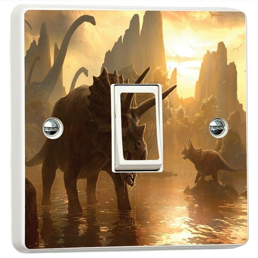 Dinosaur Lake Scene Light Switch Sticker Cover Vinyl Skin Wall Decal Decor