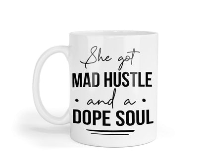 Hustle And A Dope Soul Mug & Coaster Set Funny Mad Boss Birthday Office Tea Gift