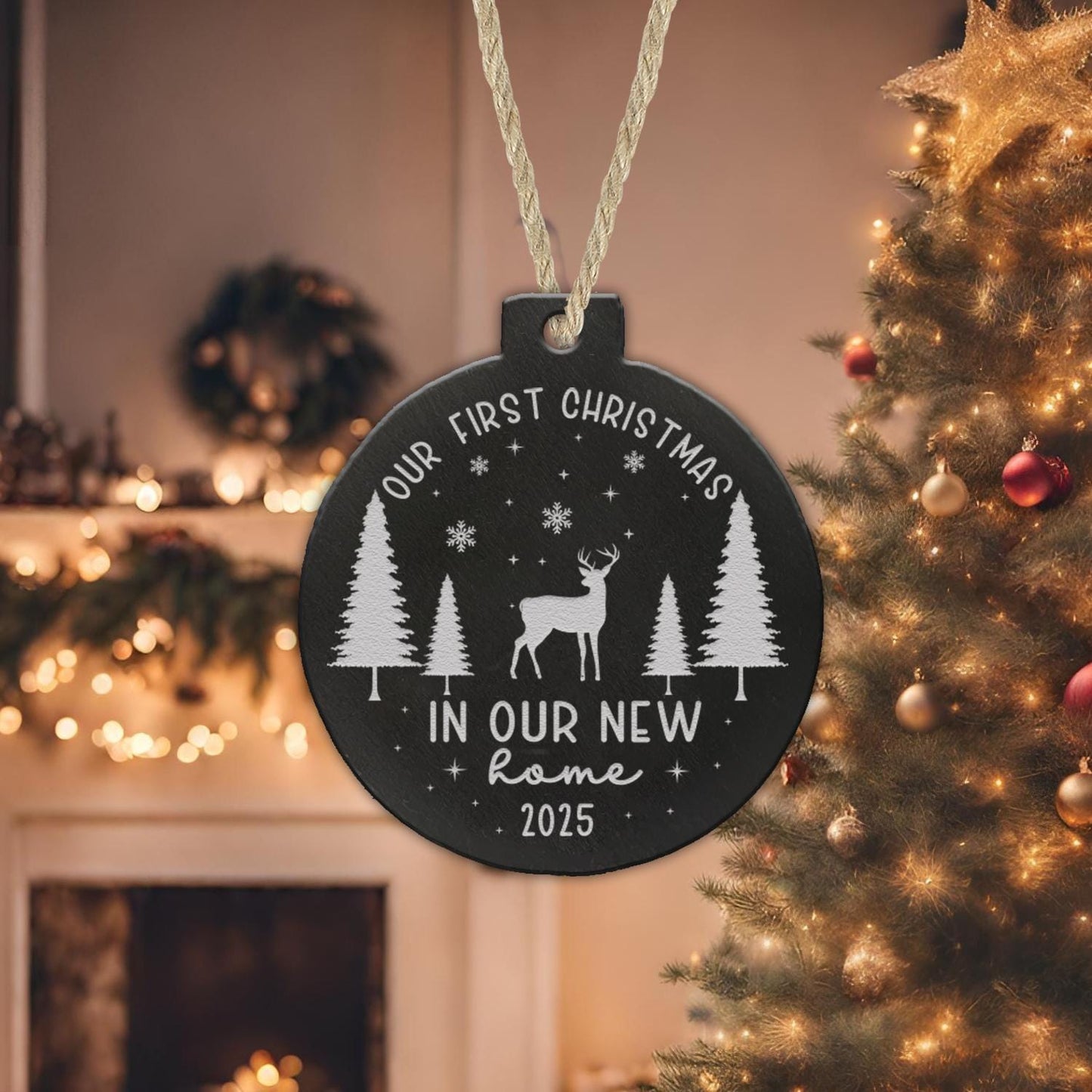 Personalised First Christmas New Home Bauble: Couple Keepsake Ornament