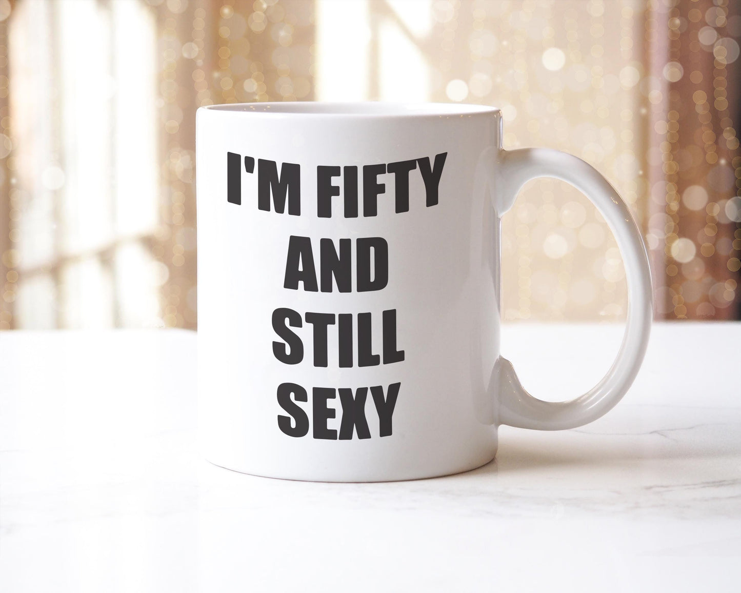 Funny 50th Birthday Mug: Sarcastic Novelty Coffee Cup