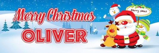 2 Personalised Merry Christmas Santa Xmas Celebration Banners Decoration Posters