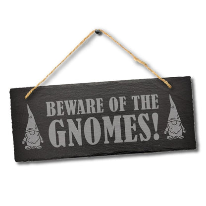 Beware Of The Gnomes Hanging Slate Gardening Gift Garden Outdoor Plaque Sign