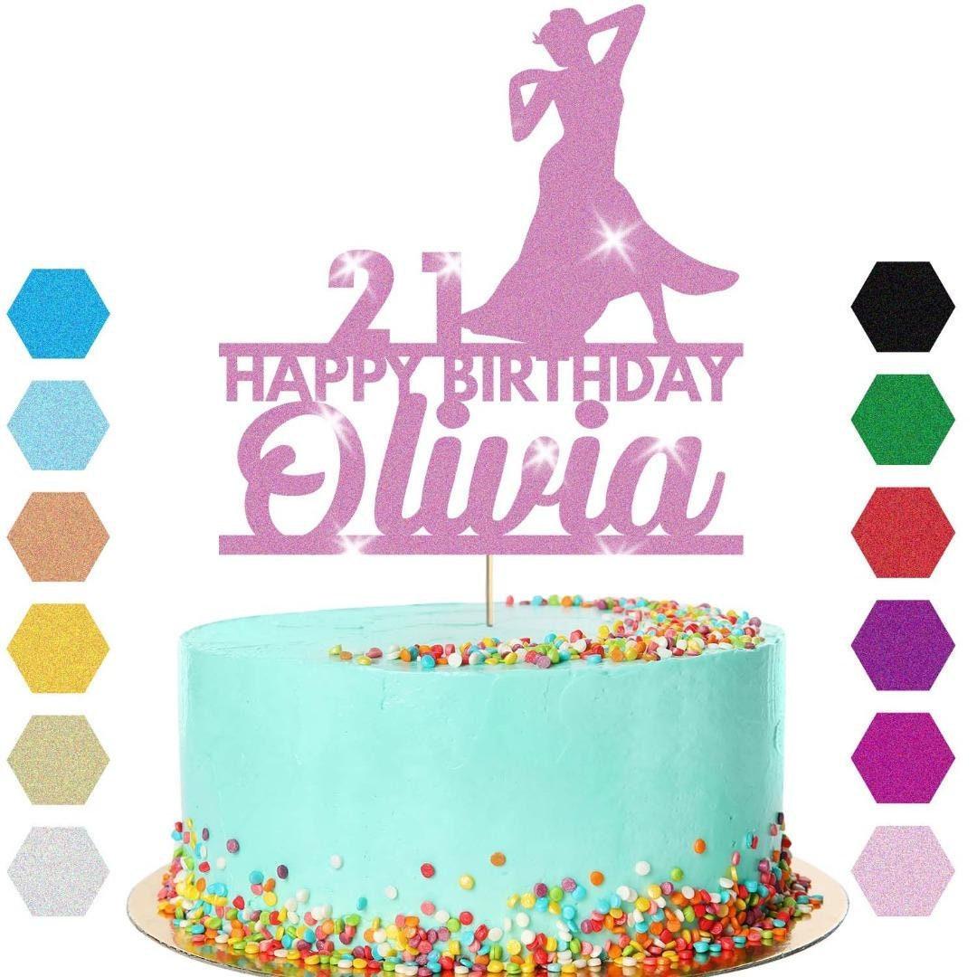 Dress Dancing Cake Topper Personalised Girls Birthday Decoration Any Name & Age