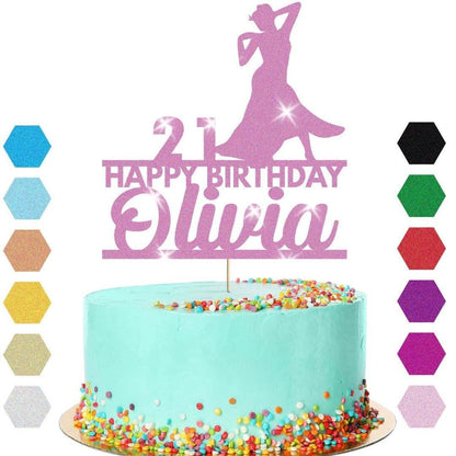 Dress Dancing Cake Topper Personalised Girls Birthday Decoration Any Name & Age