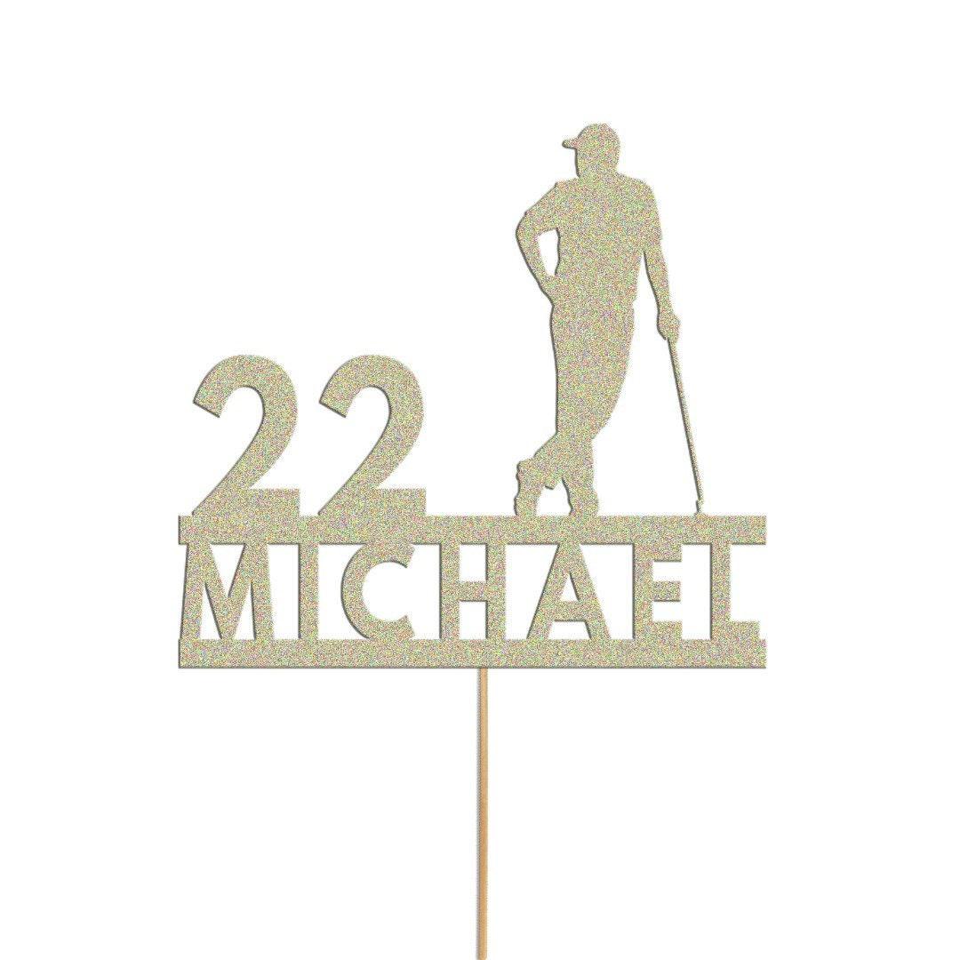 Personalised Golf Cake Topper Custom Golfing Theme Cake Decoration, Any Name And Age