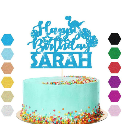 Custom Dinosaur Glitter Cake Topper Jurassic Dino Birthday Party Cake Decoration