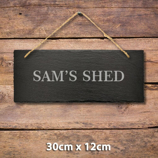 Personalised Name Engraved Slate Hanging Sign Garden Shed Door Kennel Dog House