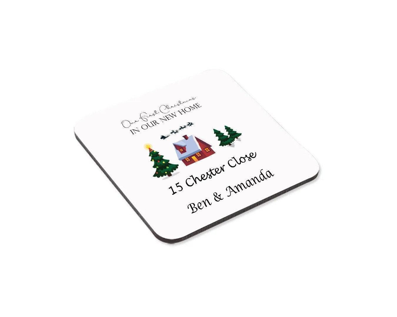Personalised First Christmas New Home Mug & Coaster Set Couple Gift For Christmas