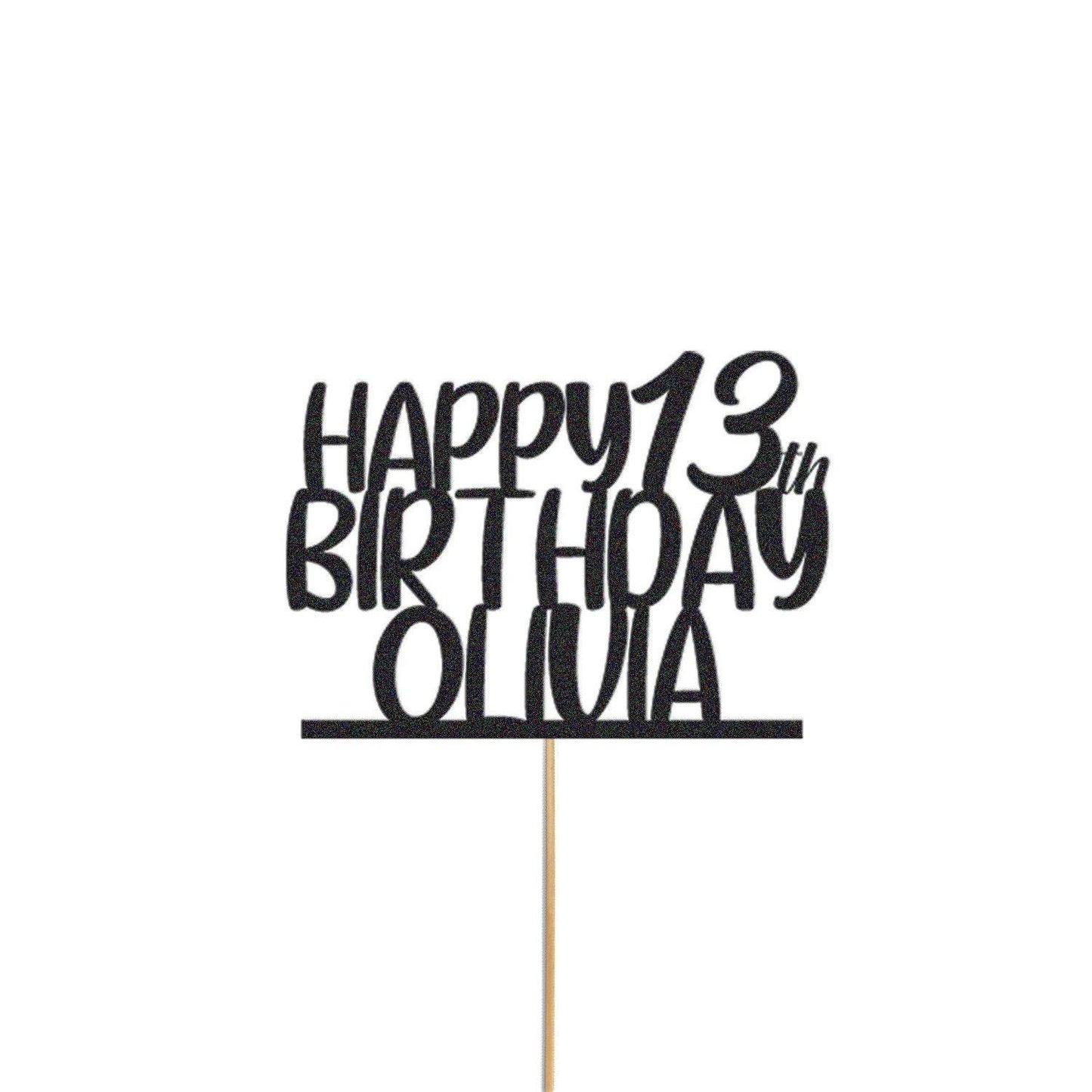 Personalised Glitter Birthday Cake Topper: Custom Name & Age