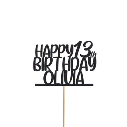 Personalised Glitter Birthday Cake Topper: Custom Name & Age