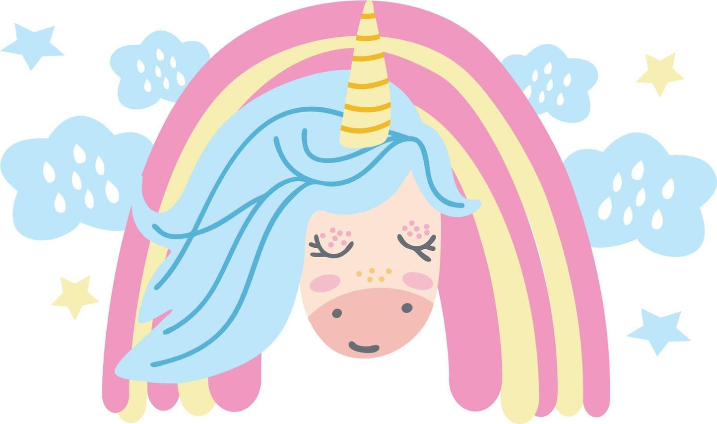 Unicorn Horn Wall Sticker Girls Bedroom Nursery Fantasy Kids Room Rainbow Vinyl