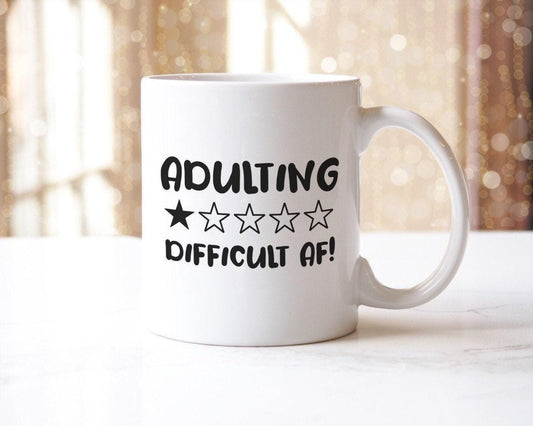 Adulting Difficult Af Funny Ceramic Novelty Coffee Mug With Coaster Office Gift