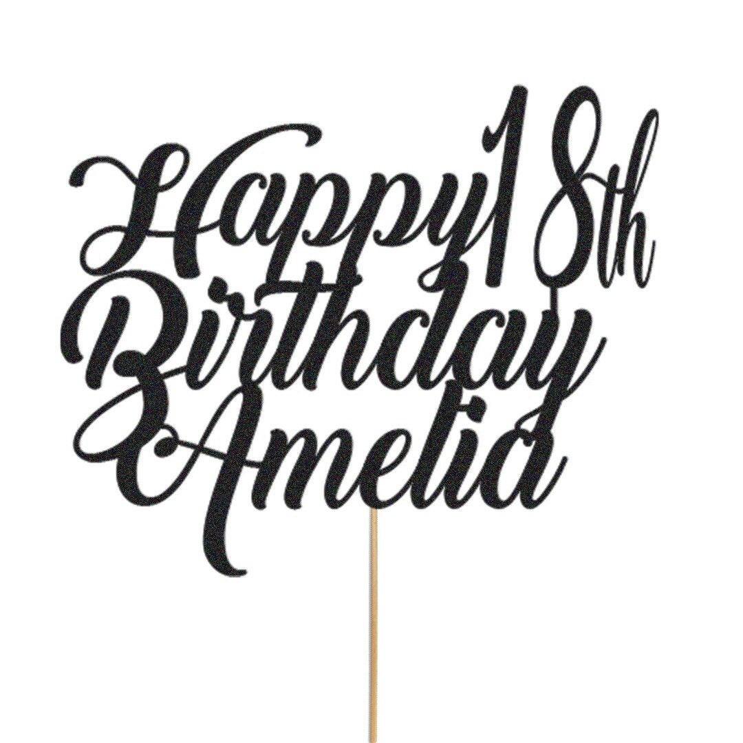 Personalised Cake Topper Any Custom & Text Birthday Wedding Glitter Decoration