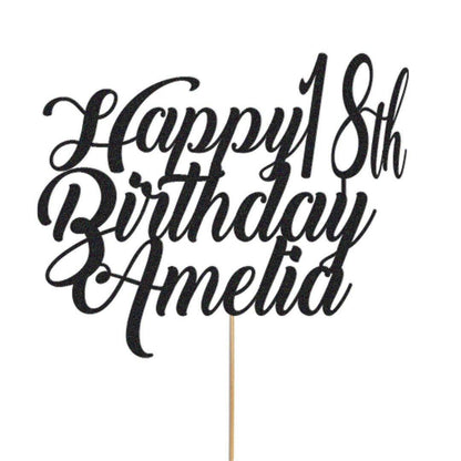 Personalised Cake Topper Any Custom & Text Birthday Wedding Glitter Decoration