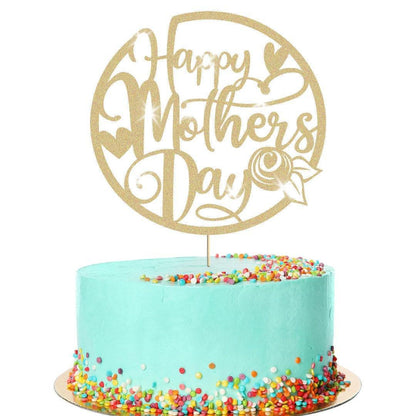 Hearts Design Happy Mothers Day Glitter Cake Topper Birthday Decoration