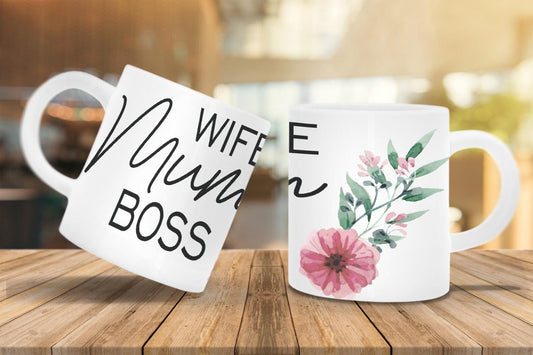 Wife Mum Boss Mug & Coaster Gift Set Female Inspirational Empowerment Present
