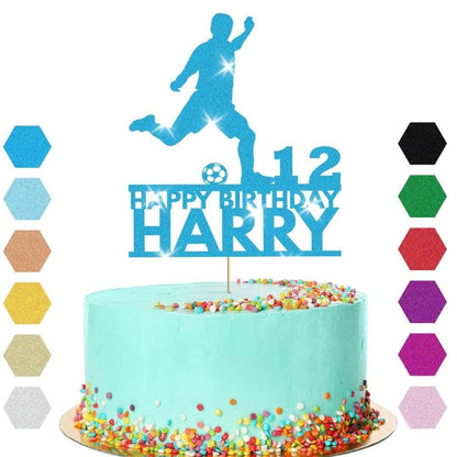 Football Cake Topper Personalised Footballer Birthday Decoration Any Name & Age