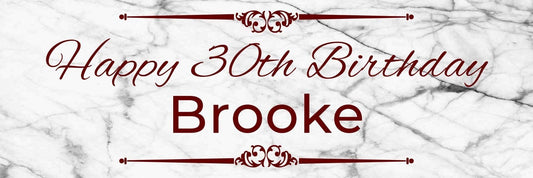2 Personalised White Marble Effect Birthday Celebration Banner Decoration Poster