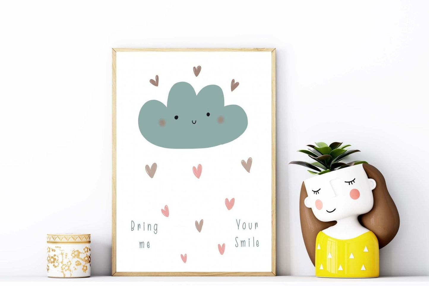 Bring Me Cloud Kids Boho Watercolour Hand Painted Effect Nursery Wall Art Poster
