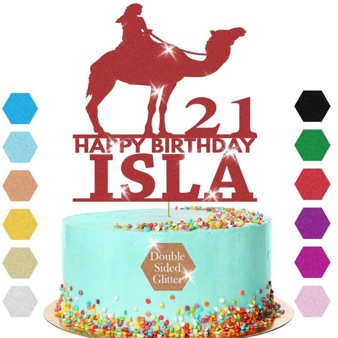 Riding Camel Cake Topper Personalised Girls Birthday Cake Decoration Any Name & Age