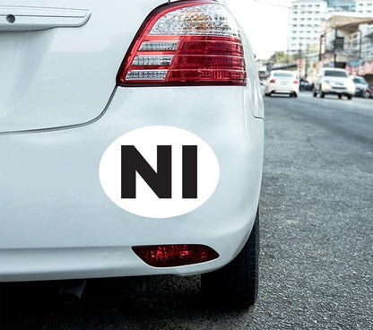 2 X Ni Car Stickers White Oval Self-adhesive Vinyl Car, Van, Lorry