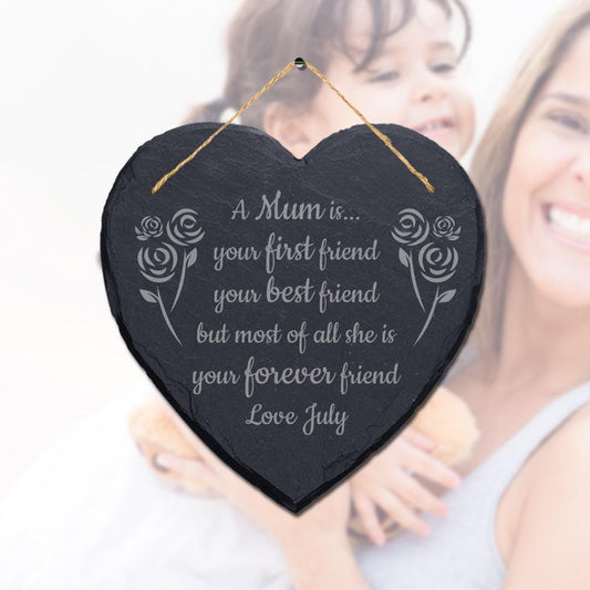 Personalised Mum Mom Mam Heart Slate Plaque Birthday Christmas Mothers Day Gifts