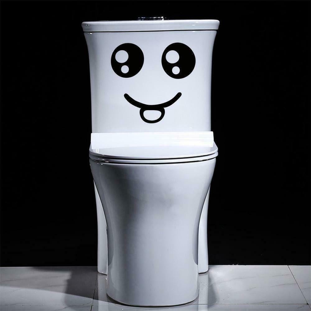 Smiling Face Waterproof Toilet Sticker Funny Novelty Vinyl Decal Bathroom Kids