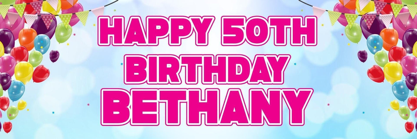 2 Personalised Birthday Celebration Banners Party Posters For Children Balloon And Bunting Themed