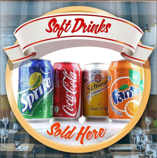 Soft Drinks Sold Here Catering Window Cafe Shop Restaurant Sticker Sign Decal