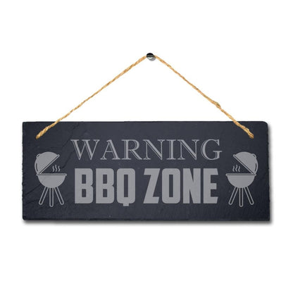 Warning Bbq Zone Laser Engraved Hanging Slate Chicken Party Home Plaque Sign
