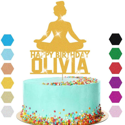 Yoga Girl Cake Topper Personalised Gymnastic Birthday Cake Decoration Any Name