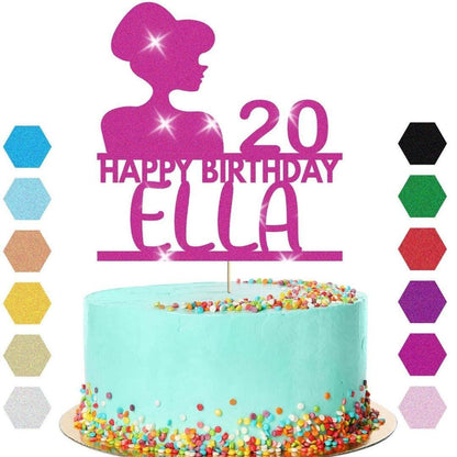 Glamorous Girls Cake Topper Personalised Birthday Decoration Any Name & Age