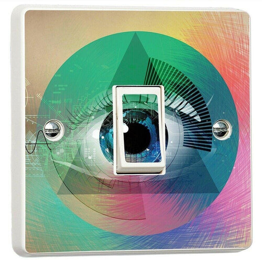 Trippy Abstract Eye Light Switch Sticker Cover Vinyl Skin Wall Decal Decor