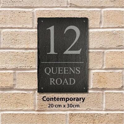 Personalised Rectangle Slate Plaque Door Number House Name Contemporary Style