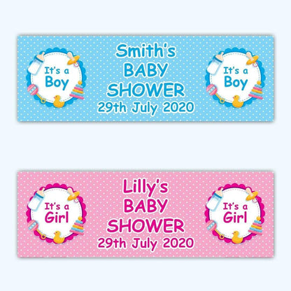 2 Personalised Baby Shower Boy Or Girl Banners Party Celebration Decor Poster