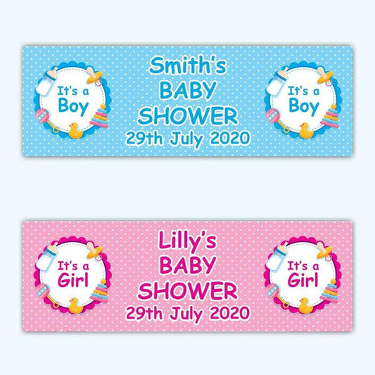 2 Personalised Baby Shower Boy Or Girl Banners Party Celebration Decor Poster
